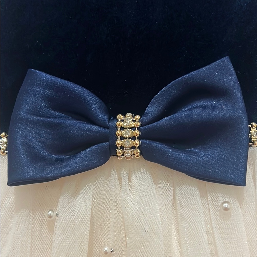 American Princess✨Elegant Navy and pink pearl Kids Dress Size:7 - Picture 4 of 7